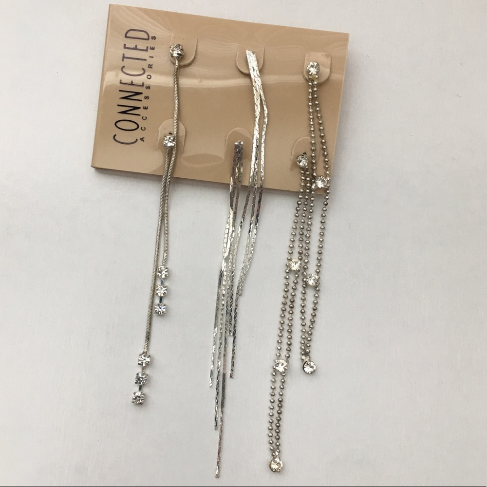 NWT set of 3 pairs silver colored dangle earrings!